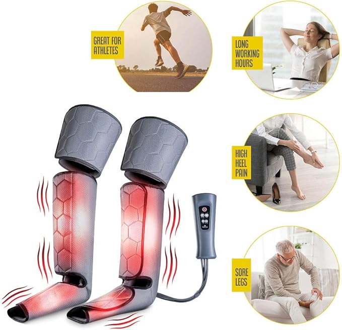 Leg Massager for Circulation with Heat Compression - Calf, Foot, Thigh Massager - 6 Modes, 4 Intensities - Pain Relief &amp; Relaxation My Store