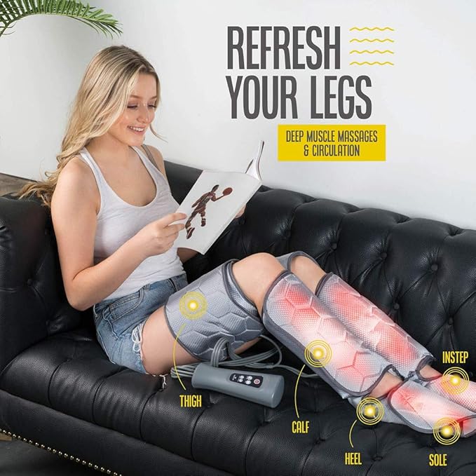 Leg Massager for Circulation with Heat Compression - Calf, Foot, Thigh Massager - 6 Modes, 4 Intensities - Pain Relief &amp; Relaxation My Store