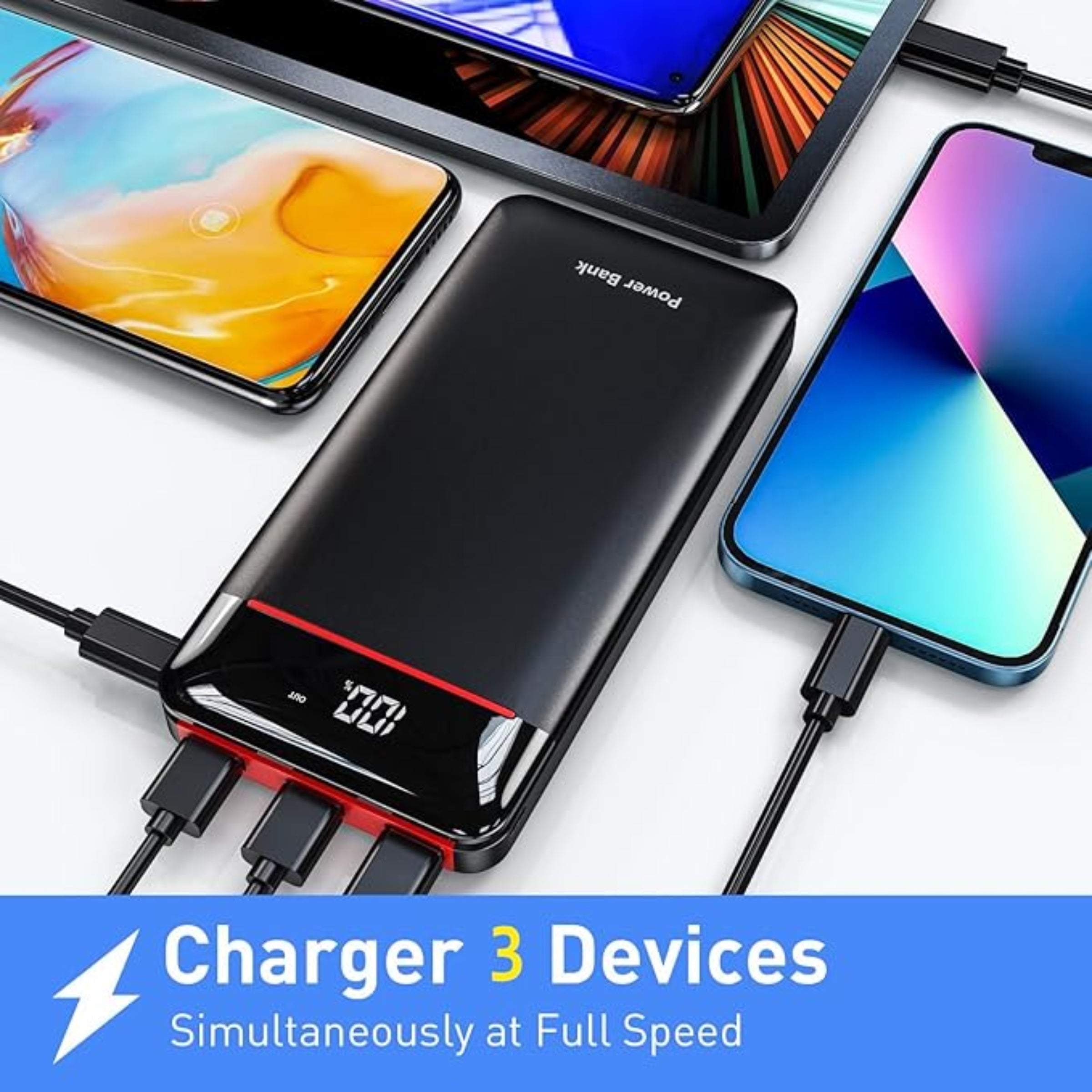 Portable Charger Power Bank 25000mAh, Fast Charging USB C with 3 Outputs & 2 Inputs & Flashlight, Ultra High Capacity External Battery Pack for Cell Phone Compatible with iPhone, Samsung, Android etc My Store