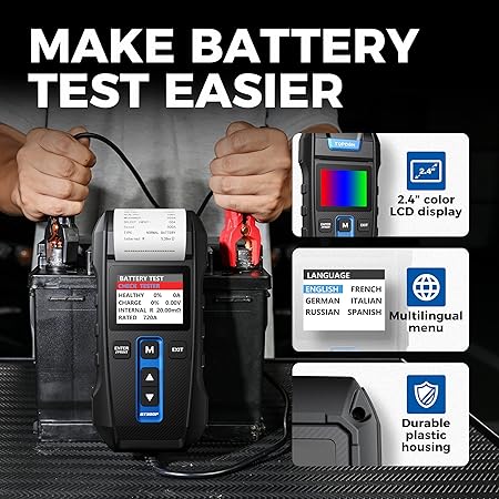 TOPDON BT500P Battery Tester With Built-In Printer For 12/24V Batteries (With BOX) My Store