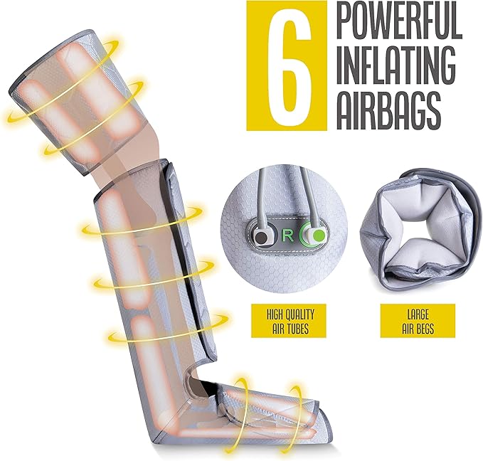 Leg Massager for Circulation with Heat Compression - Calf, Foot, Thigh Massager - 6 Modes, 4 Intensities - Pain Relief &amp; Relaxation My Store
