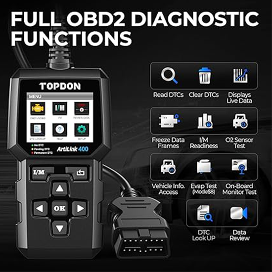 TOPDON AL400 OBD2 Scanner, Full OBDII Code Reader, Check Engine Light Scan Tool (Without box) My Store