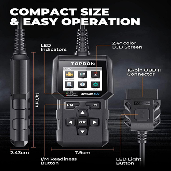 TOPDON AL400 OBD2 Scanner, Full OBDII Code Reader, Check Engine Light Scan Tool (Without box) My Store