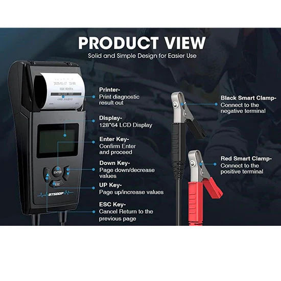 TOPDON BT500P Battery Tester With Built-In Printer For 12/24V Batteries (With BOX) My Store