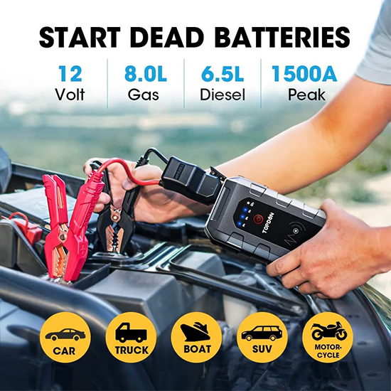 TOPDON - Volcano 1500 - Battery Jump Starter & Power Supply - 12V - 1500A - 18,000mAh My Store