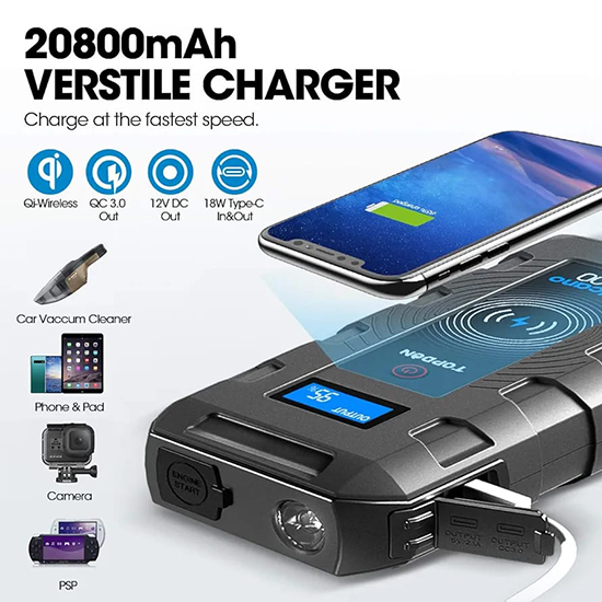 TOPDON Volcano 2000 Portable Jump starter, Power bank and LED Flashlight My Store
