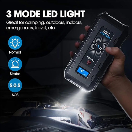 TOPDON Volcano 2000 Portable Jump starter, Power bank and LED Flashlight My Store