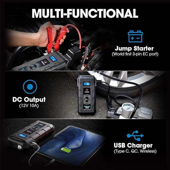 TOPDON Volcano 2000 Portable Jump starter, Power bank and LED Flashlight My Store