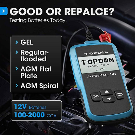 TOPDON AB101 Car Battery Tester 12V Car Battery Load Tester on Cranking Charging Systems My Store