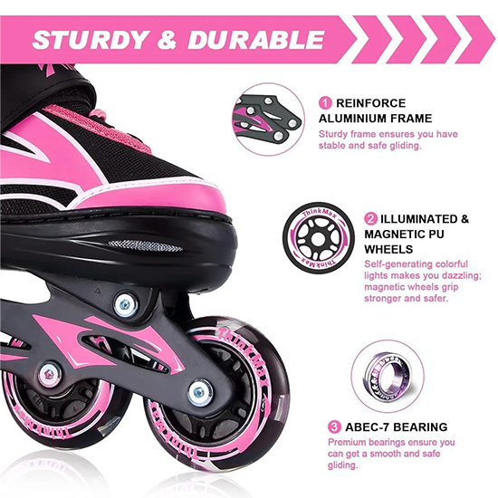 Adjustable Inline Skates for Kids with Full Light Up Wheels, Outdoor Roller Blades for Girls and Boys, Youth, Junior, Teens My Store