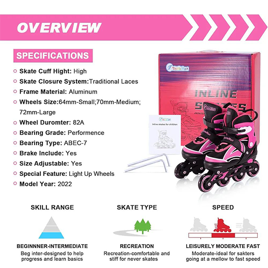 Adjustable Inline Skates for Kids with Full Light Up Wheels, Outdoor Roller Blades for Girls and Boys, Youth, Junior, Teens My Store