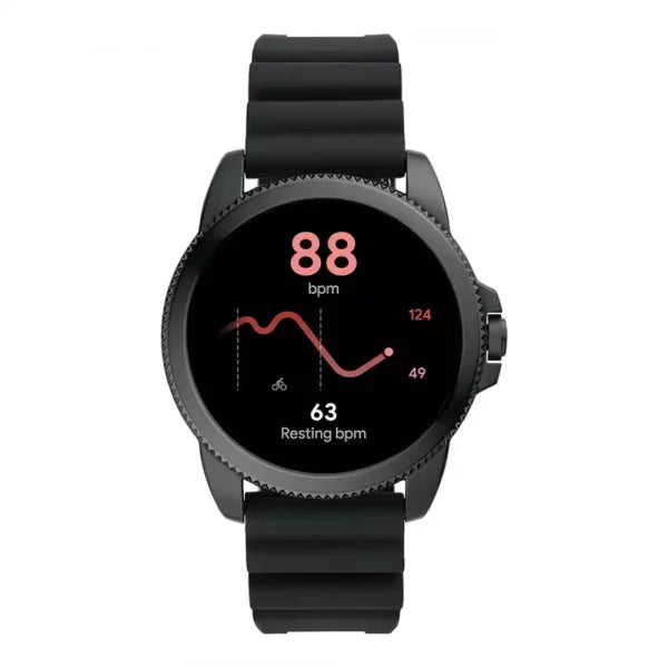 Fossil Gen 5E Stainless Steel HR Touchscreen For Men, Smartwatch with Speaker, Heart Rate, GPS, Music Storage and Smartphone Notifications, Leather Strap (Black) (Pre-Owned) My Store