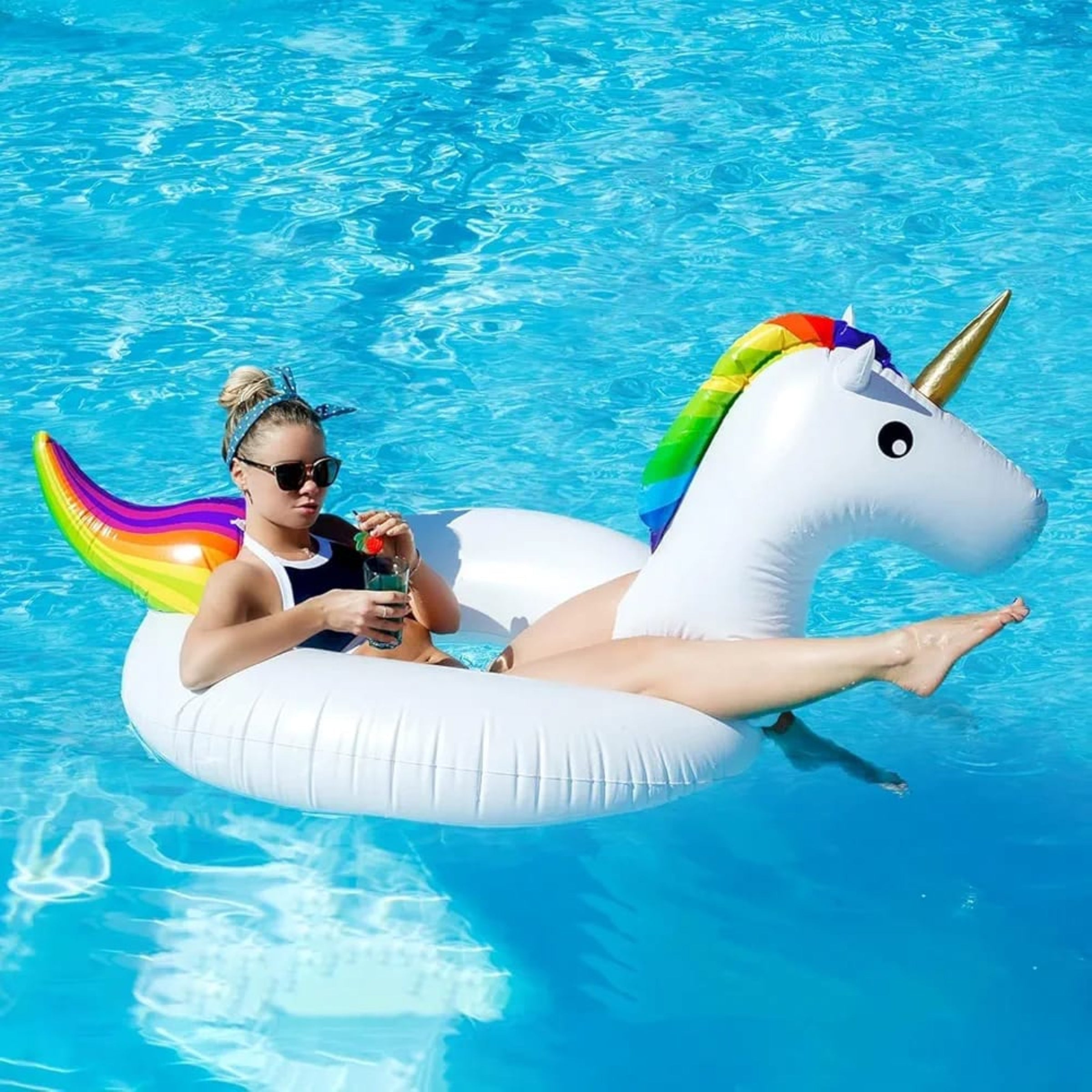Giant Unicorn Pool Float, Inflatable Unicorn Pool Float Swimming Ring for Adults Summer Beach Pool Inflatable Floats Party (175cm*120cm) My Store